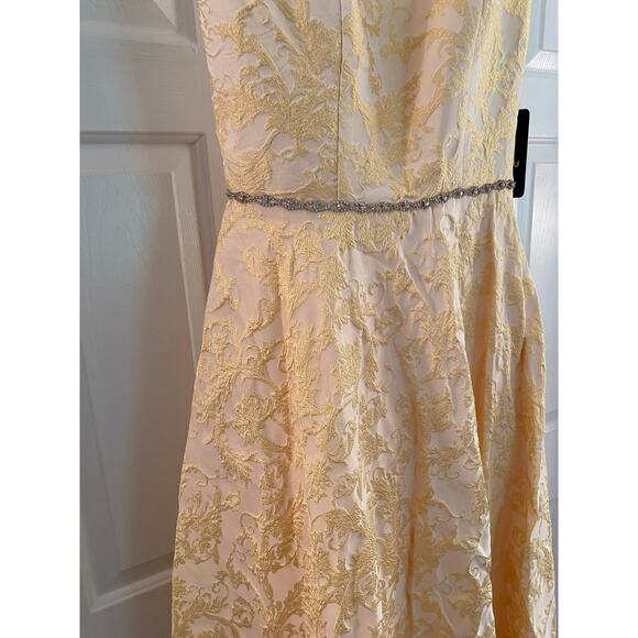 NWT Lucci Lu 1137, 6, Yellow Jacquard lace up Ballgown - Picture 5 of 8
